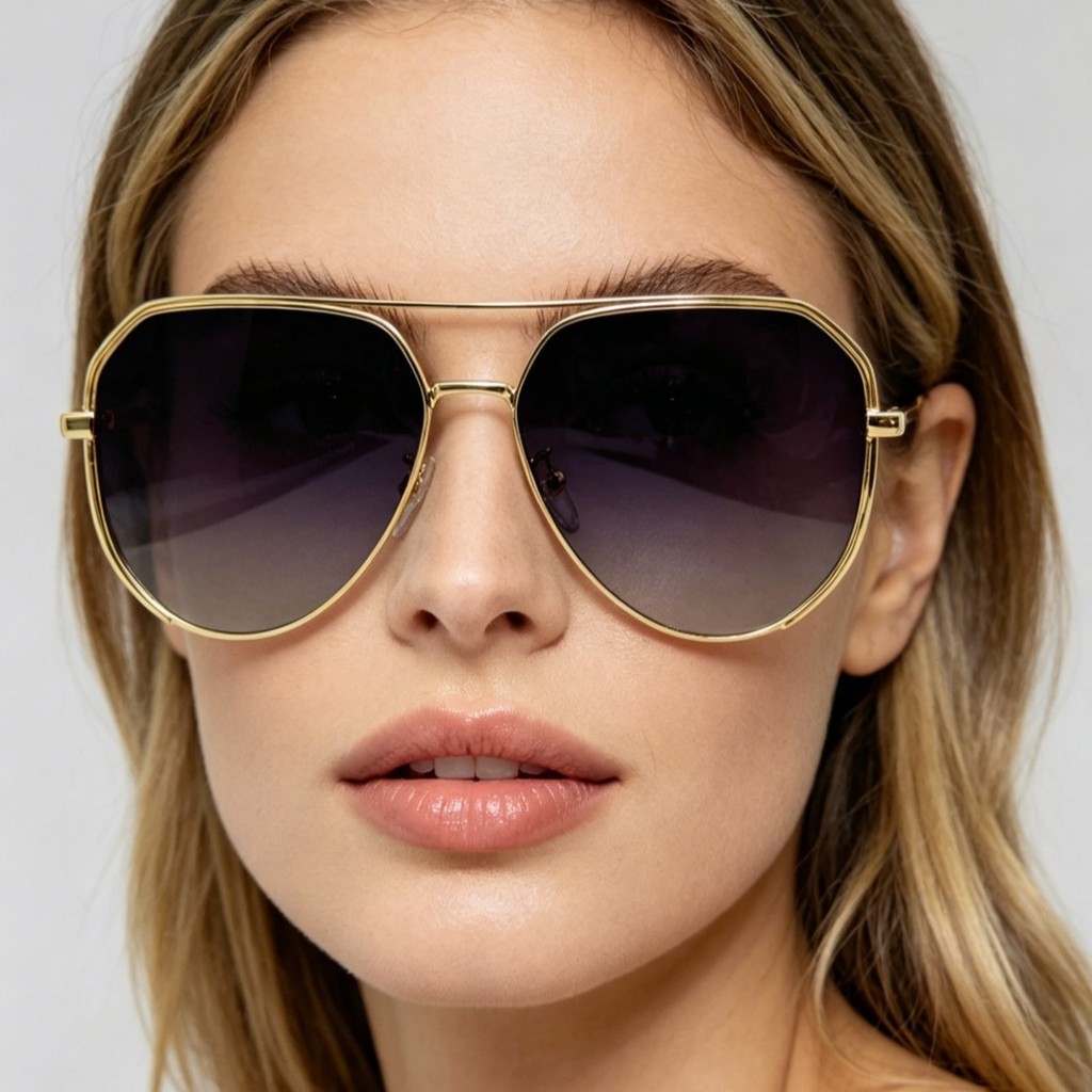 Óculos de Sol Aviador Armação Metálica Dourada Lente Polarizada Polaroid Proteção UV400 Unissex-58261