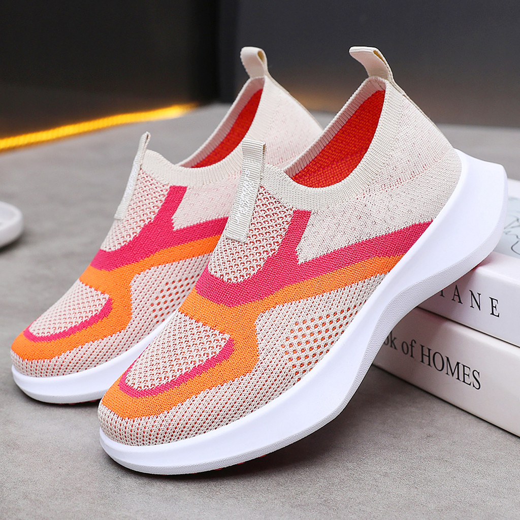 Sapatos casuais femininos primavera sapatos femininos All-Match respirável malha sapatos de sola macia não cansado desli