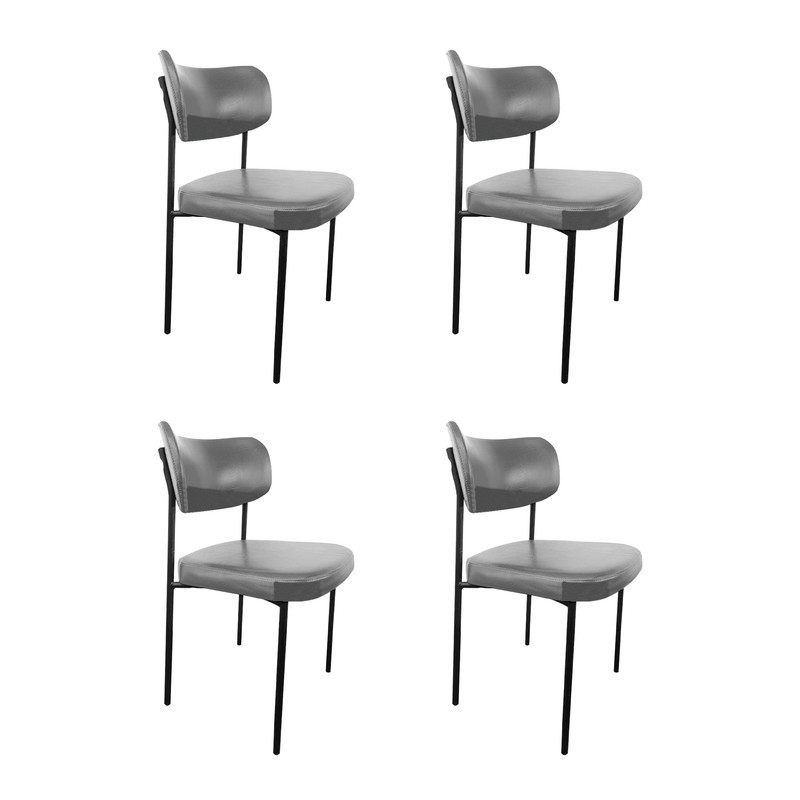 Kit 4 Cadeira de Jantar Mila Estofada Sala Mesa de Jantar Gourmet Linho Cinza