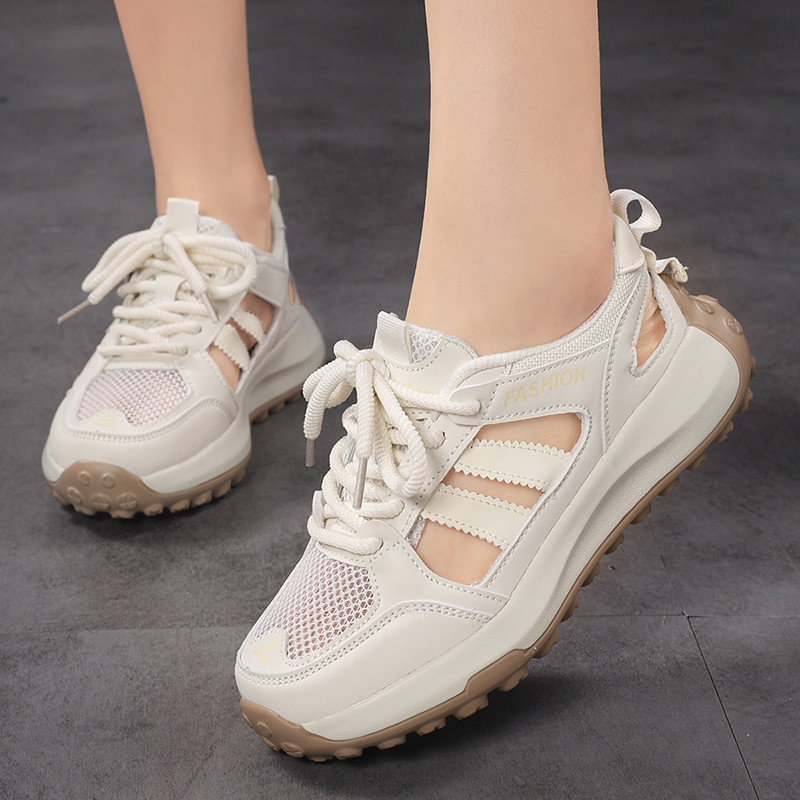 Verão rendas sapatos femininos de sola grossa na moda sapatos femininos leves sapatos esportivos Anti-deslizamento tênis