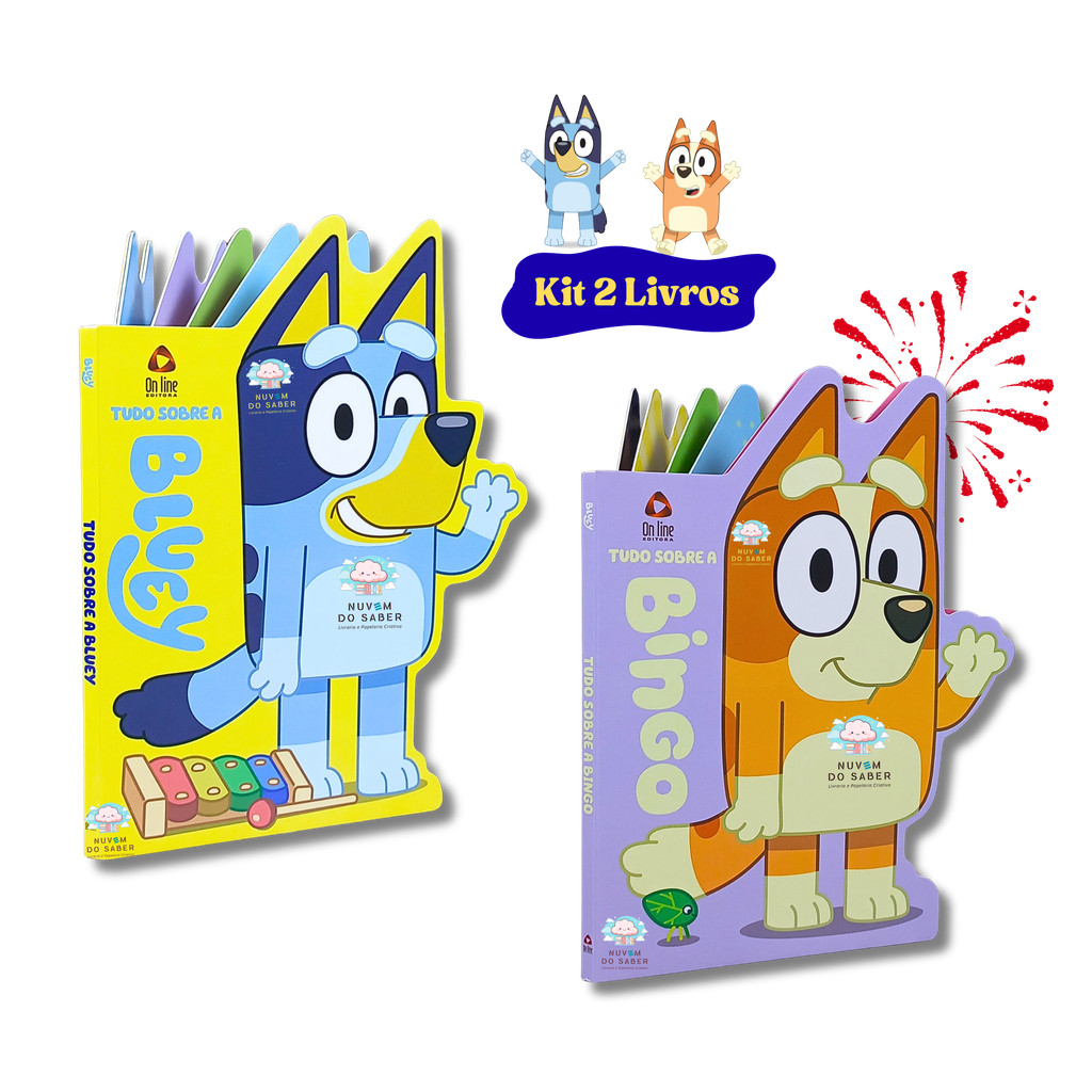 Kit 2 Livros Infantis Tudo sobre a Bluey e Tudo sobre a Bingo