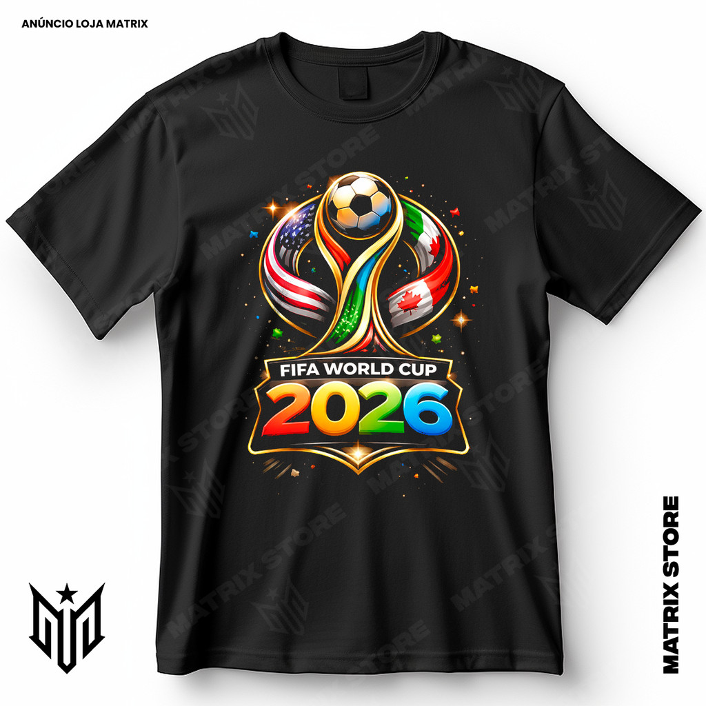 Camisa Fifa World Cup 2026 Copa do Mundo Estados Unidos Blusa Camiseta de Futebol 100% Algodão