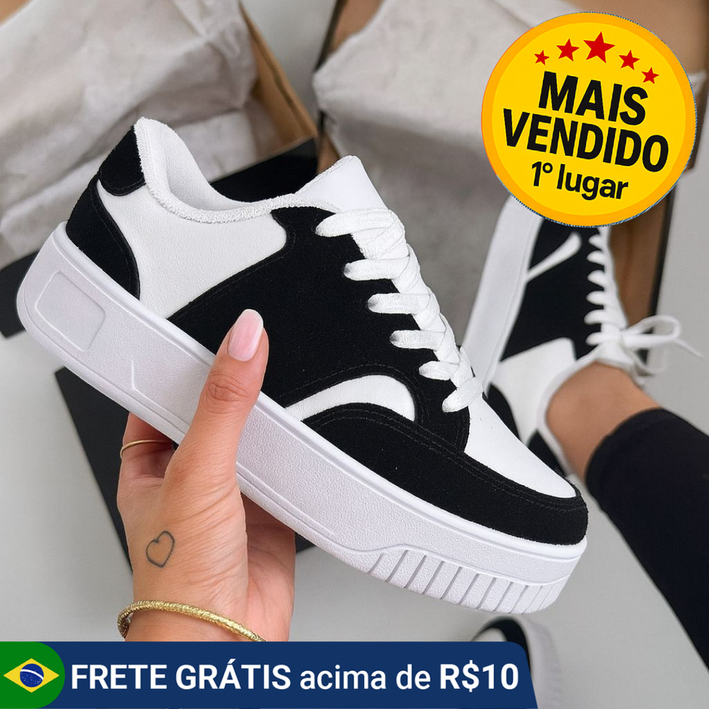 Tênis Casual Feminino Super Macio Confortável Leve Academia Preto Rosa Cinza Azul New B Envio em 24Hs