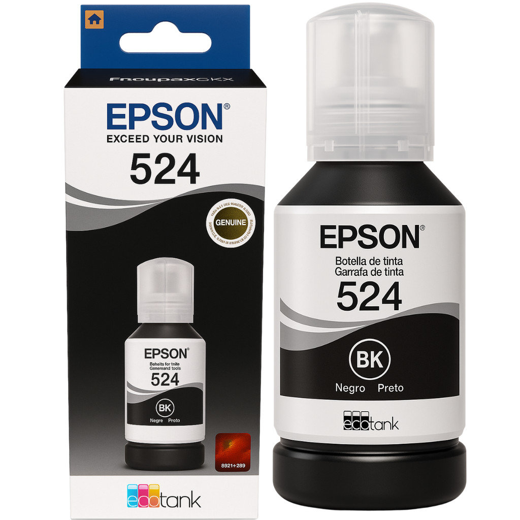Refil Garrafa De Tinta Impressora Epson T524 Preto