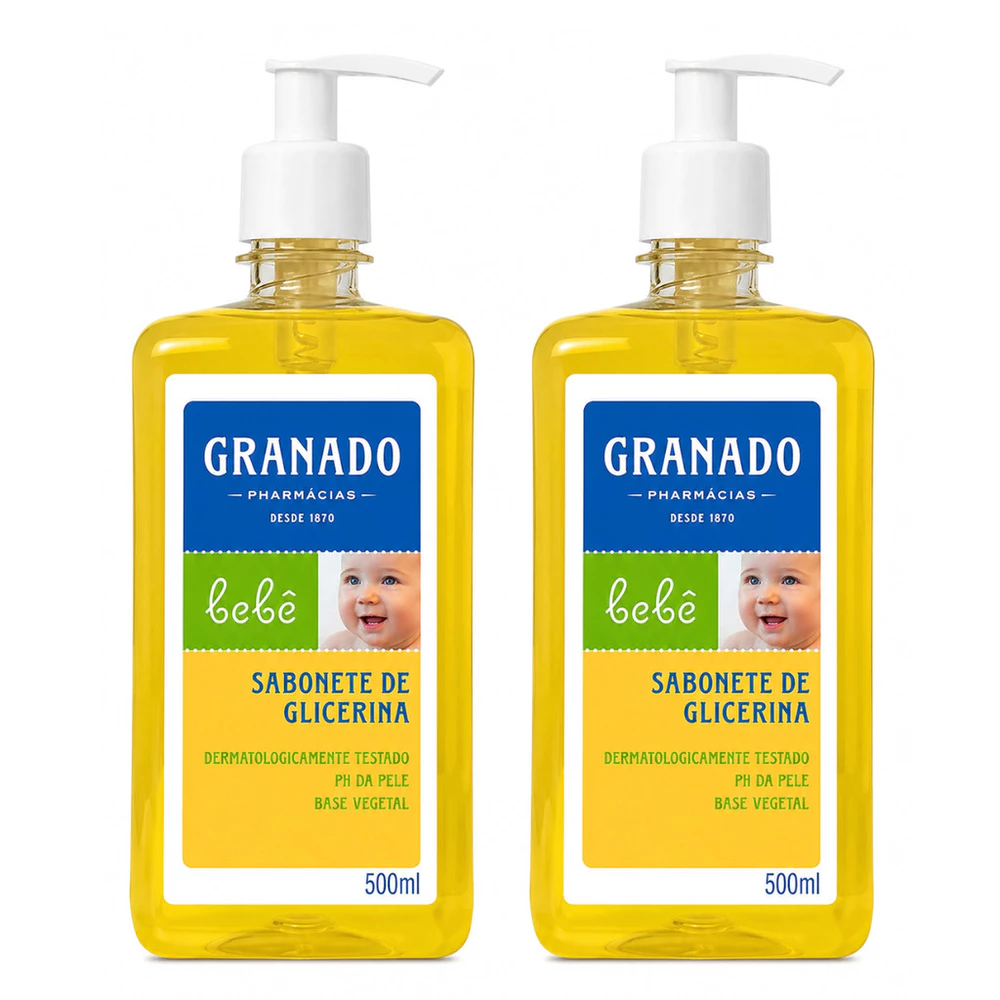 Kit 2x Sabonete Líquido de Glicerina Granado Bebê 500ml Suave Hidratante e Seguro para Uso Diário