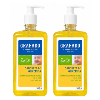 Kit 2x Sabonete Líquido de Glicerina Granado Bebê 500ml  Suave Hidratante e Seguro para Uso Diário