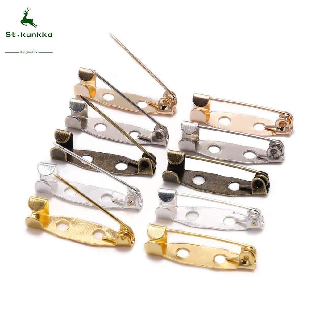 St . Kunkka 50pcs/Batch 15 20 25 30 35mm Base De Broche Clip De Segurança Em Branco Incrustado Para Acessórios De Bijute