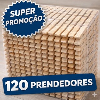 Kit com 120 Prendedores de Roupa em Madeira | Pregadores para Artesanato, Embalagem e Decoração