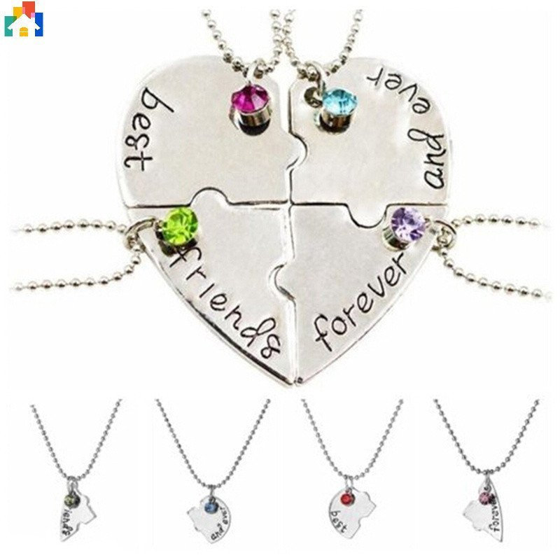 Conjunto de 3/4 Peças Melhor Amiga Colar de Strass Colar de Amizade Colar de Pingente de Coração Quebra-Cabeça Feminino