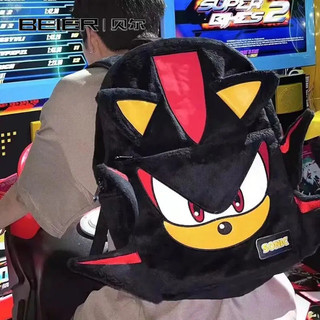 Uma mochila de desenho animado com o tema do videogame "Sonic the Hedgehog", adequada para estudantes femininas.