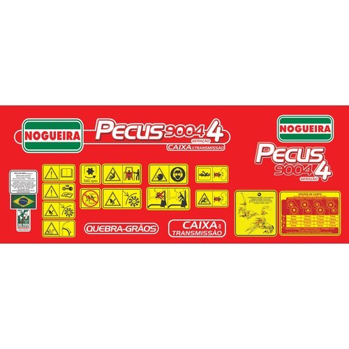 Jogo Faixa Decalque Ensiladeira Pecus 9004 G 4 Cx Transmissã