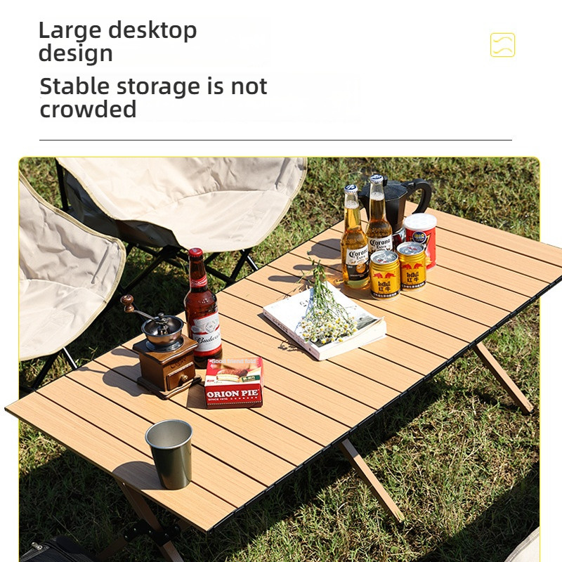 120x60cm Mesa de rolo de ovo para acampamento ao ar livre Mesa dobrável portátil para acampamento