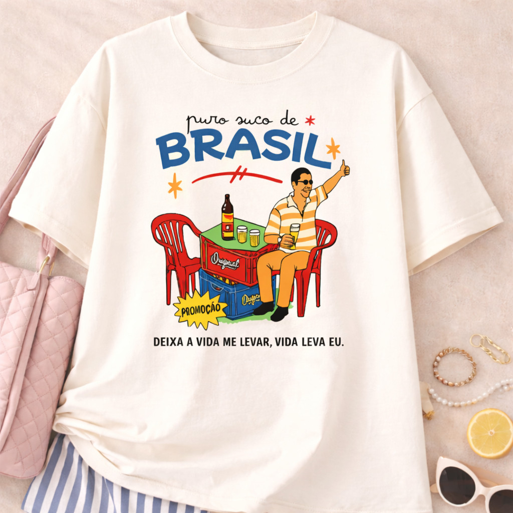 Camiseta Oversized Zeca Pagodinho Feminina Algodão 100% Verão Brasil Praia Estilosa Confortável