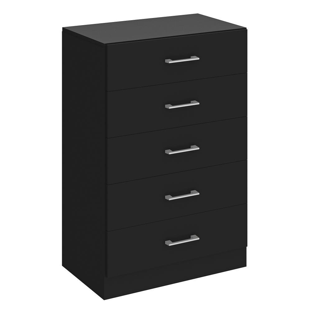 Cômoda Fellicci Aruba Móvel de Chão 5 Gavetas 20kg 92cm MDP Preto Sapatas Deslizantes
