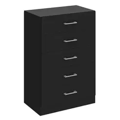 Cômoda Fellicci Aruba Móvel de Chão 5 Gavetas 20kg 92cm MDP Preto Sapatas Deslizantes