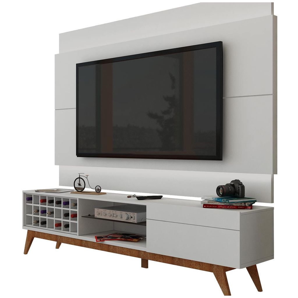 Rack com Painel Para TV 60 Polegadas Branco Classic AD 2.2 com LED - Imcal Móveis