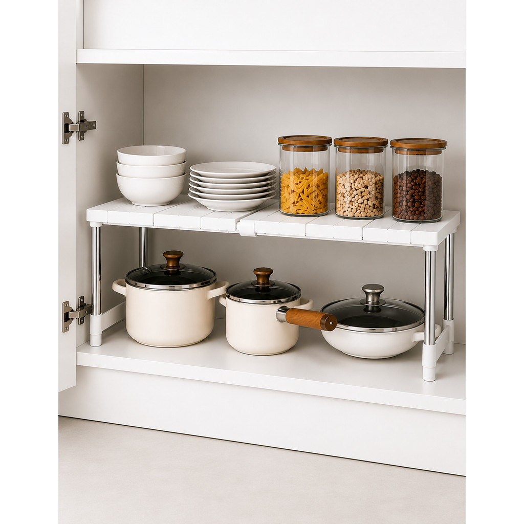 Organizador Extensivel Multiuso Armario Cozinha Sapateira Estante Ajustavel Prateleira Retratil Para Closet Lavanderia B
