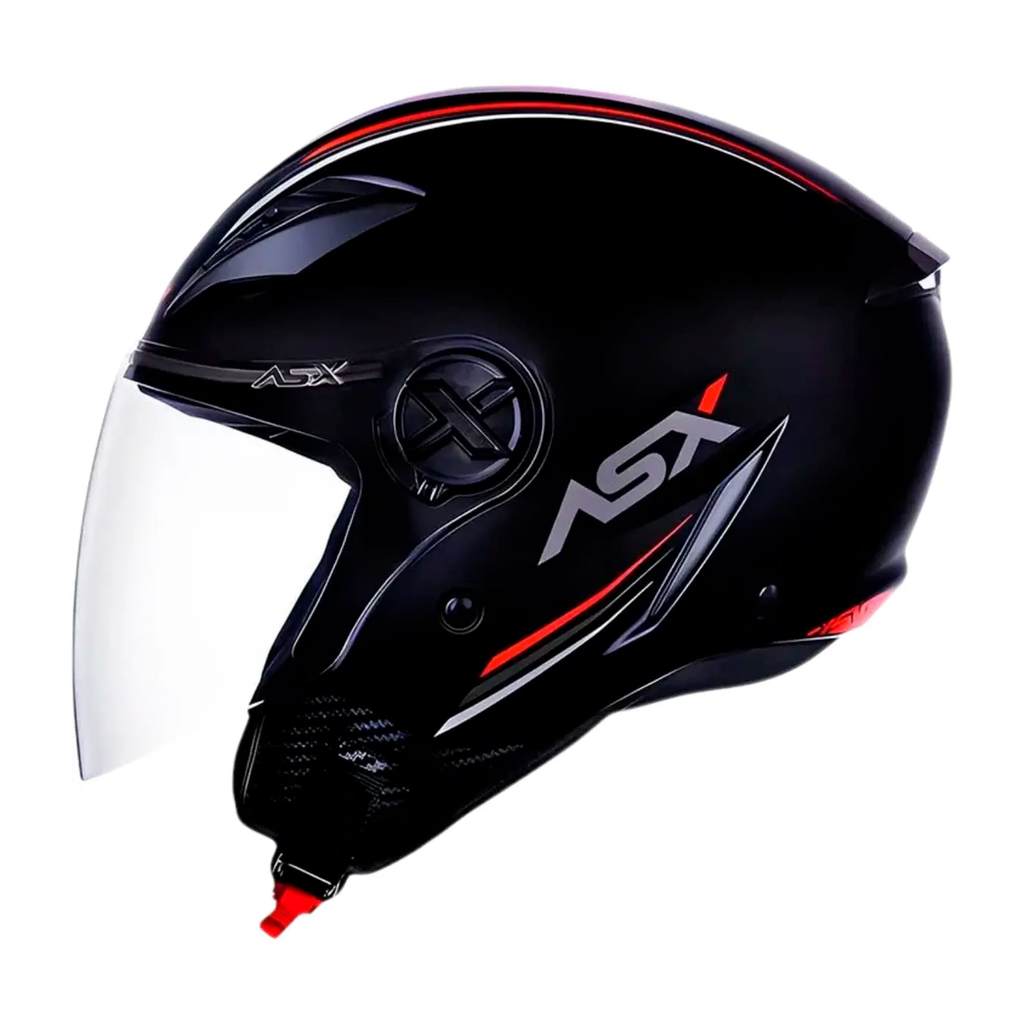 Capacete Aberto Moto ASX City Air Solid Fosco Preto