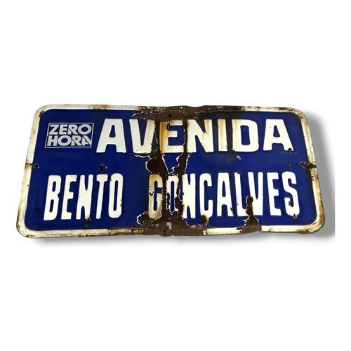 Placa Esmaltada Antiga Da Avenida Bento Gonçalves Rua