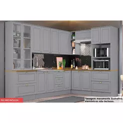 Cozinha Completa Americana 10 Peças (3 Armários + 2 Paneleiros + 3 Balcões + 2 Complementos) C5P36 Cinza - Henn