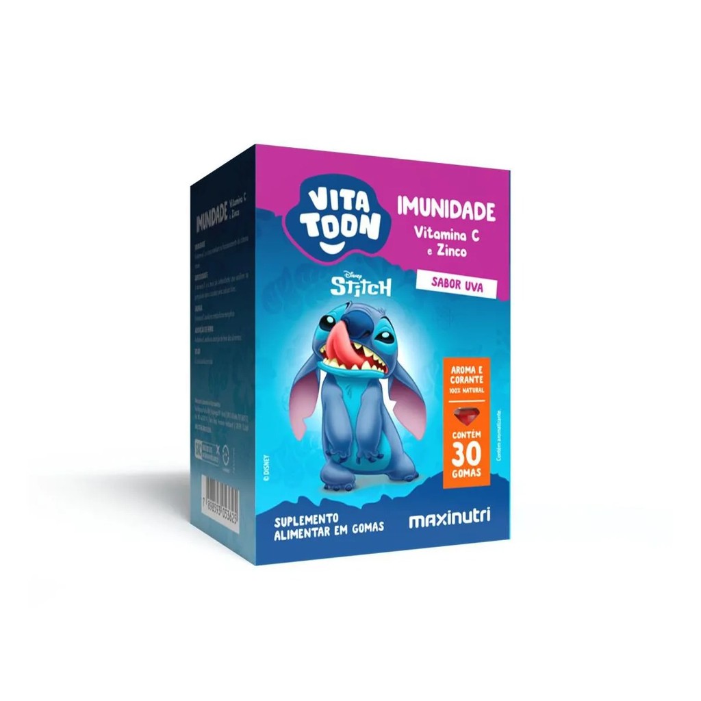 Suplemento Alimentar Maxinutri Vitatoon Stitch Imunidade (Vitamina C + Zinco) Uva 30 Gomas