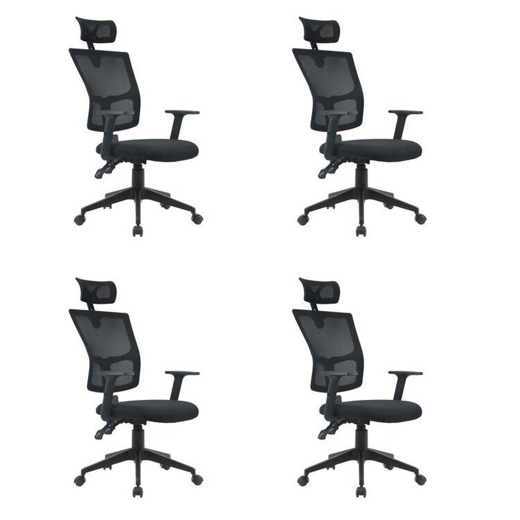 Kit 4 Cadeiras Escritório Presidente Ergonômica NR17 Tela Mesh Londres Cadeira Presidente