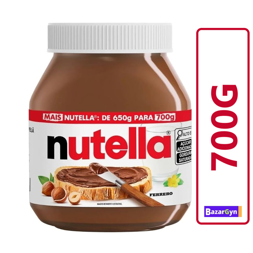 Nutella de 700g Creme de Avelã Ferrero Rocher com Cacau Pote Original