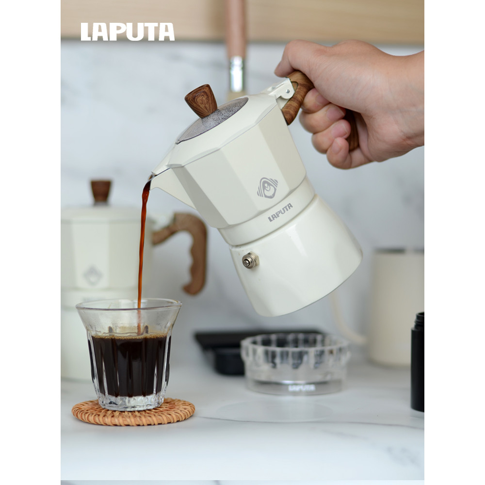 LAPUTA Leton Válvula Dupla Moka Pote Doméstico Pequeno Espresso Fazendo Pote Máquina de Café Espresso Eletrodomésticos d