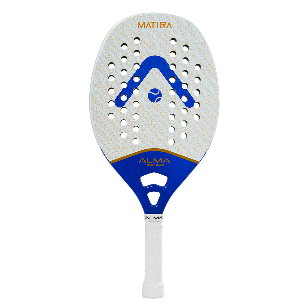 Raquete Beach Tennis Matira 1K Branca e Azul Alma Genius