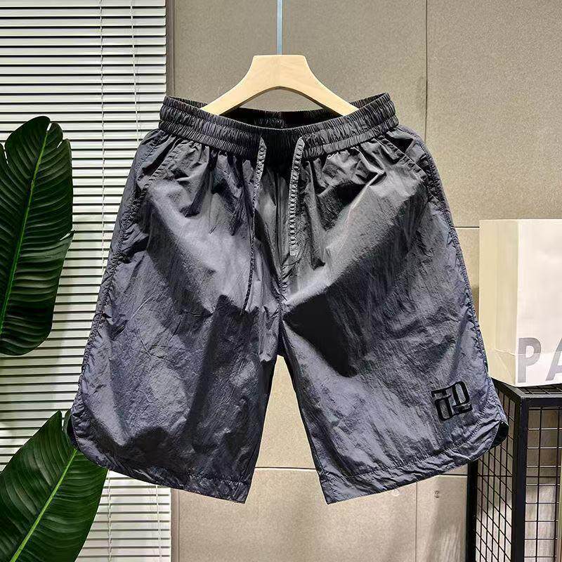 Trabalho meio gelo seda legal Shorts retos masculino verão estilo fino de secagem rápida esportes lazer praia calças de 