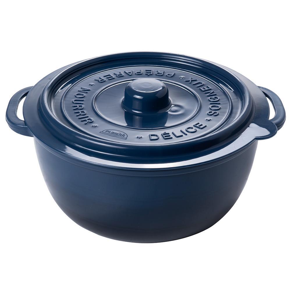Pote Panelinha Hermético Supreme Azul 950 ml Mini Caçarola Ramekin Plástico Redondo Plasútil