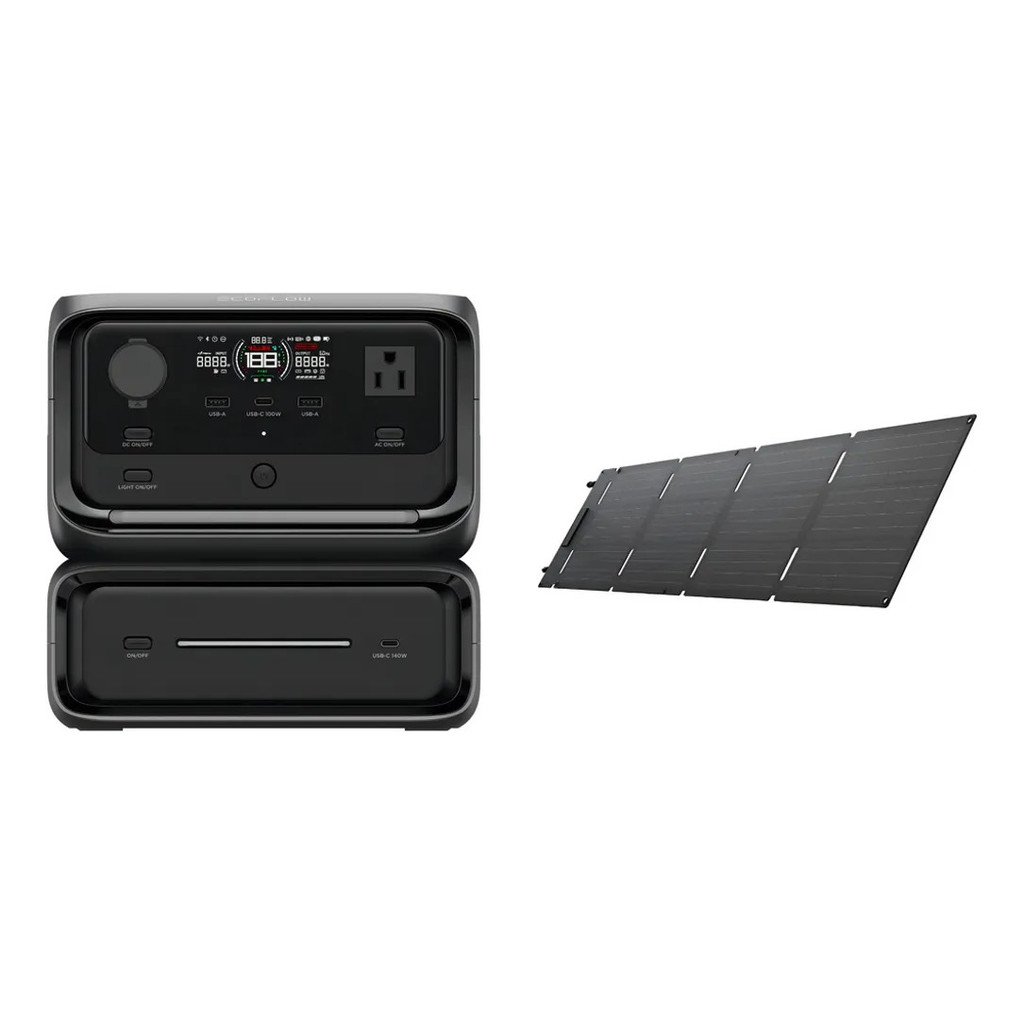 Kit Ecoflow: Gerador Elétrico Portátil Ups River 3 Max + Painel Solar Portátil 60w