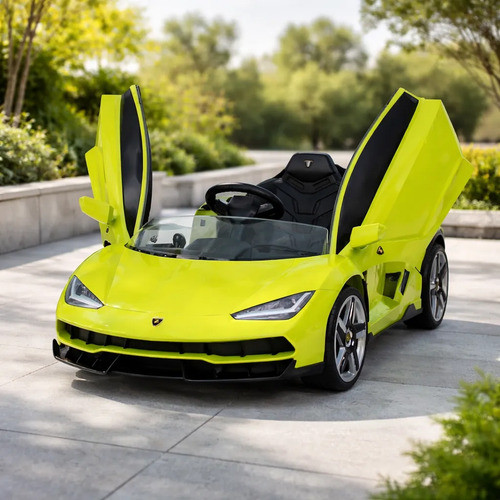 Carrinho Elétrico Infantil Lamborghini 12V Com Controle Remoto Banco Couro LED Bluetooth Licenciado