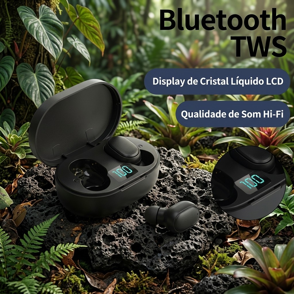 Fone Sem Fio E6S TWS Bluetooth 5.0 Cancelamento Ruído Chamadas Claras Trabalho Estojo De Carga Digital Inteligente