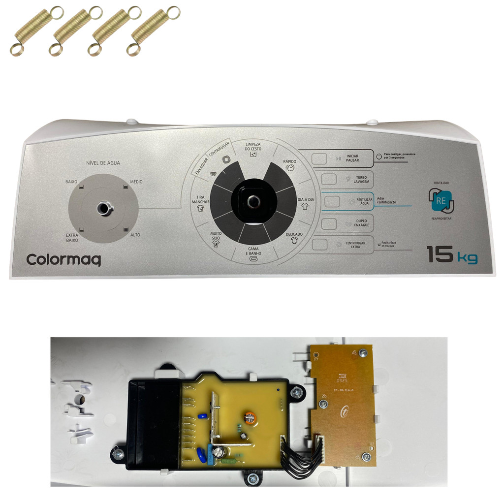 CONJUNTO PLACA PAINEL  ELETRONICA LAVADORA COLORMAQ LCA15 ORIGINAL BIVOLT COM ADESIVO POTENCIA INTER