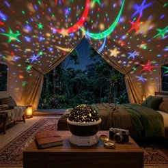 Abajur Projetor Estelar LED Rotativo 360 Colorido Para Teto E Parede