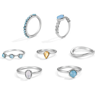 Conjunto de 7 Anéis para Mulheres, Anéis de Falange, Anéis Banhados a Ouro/Prata 14K, Ajustáveis, Anel Retrô, Presente d