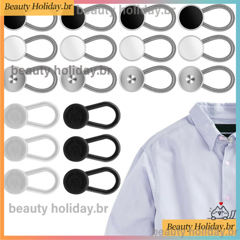10Pcs Fivelas Retráteis Botões De Metal Colarinho Extensor De Cintura Para Vestidos De Camisa Algemas , Casaco , Calça J