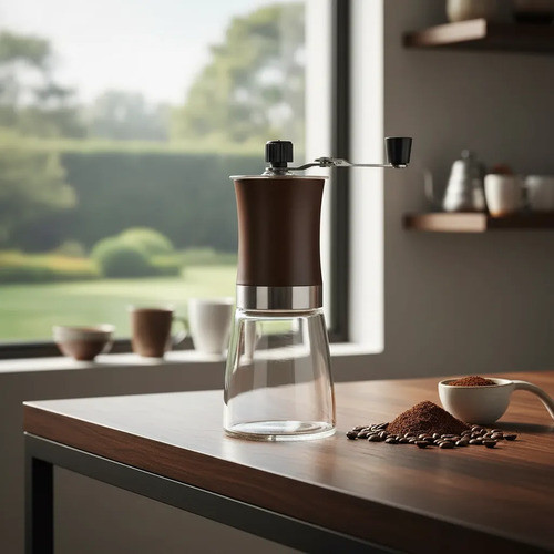 Moedor Grãos Café Manual Cerâmica Aço Inox Vidro O Melhor