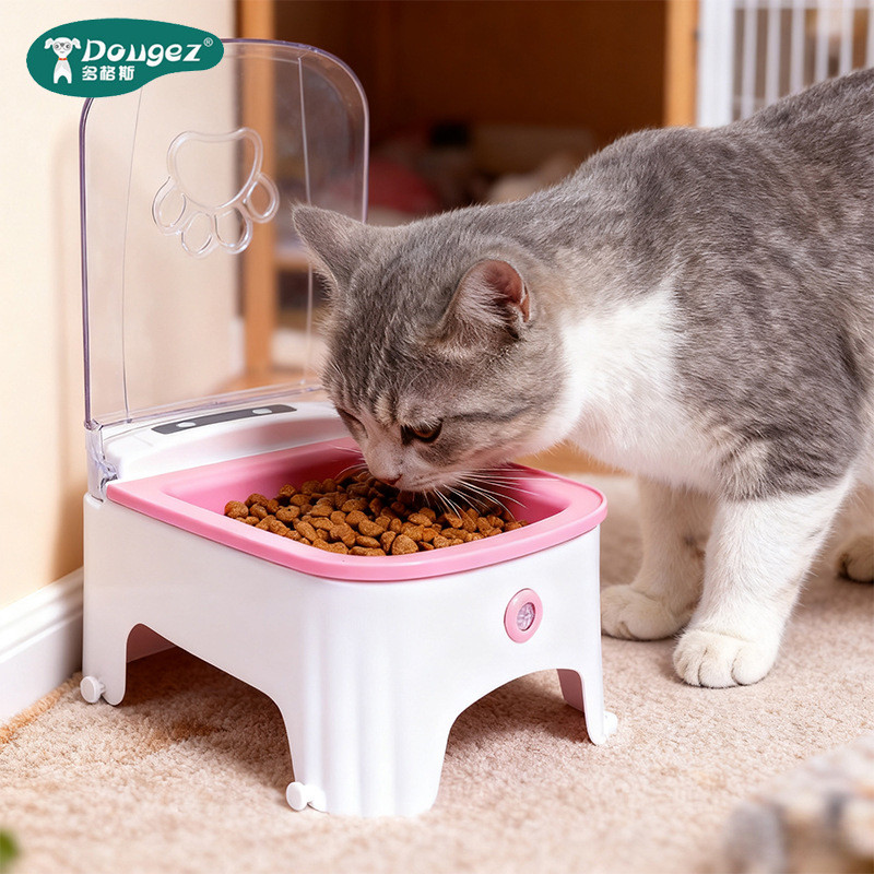 Tigela de manutenção fresca para comida de gato com tampa Tigela protetora Anti-poeira para pescoço Comida de gato Comid