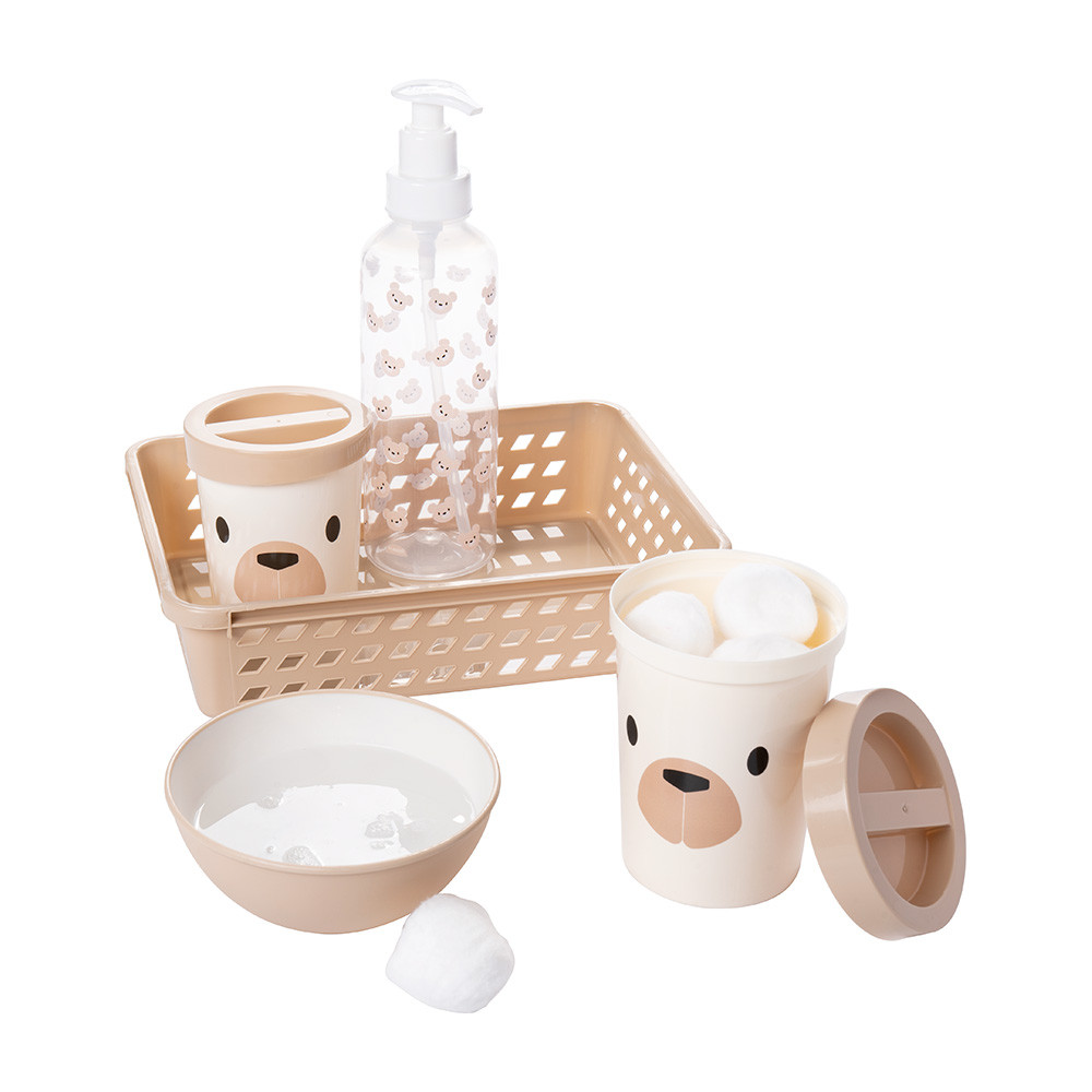 Kit Higiene Infantil Plasútil Decorado Urso - 5 Peças