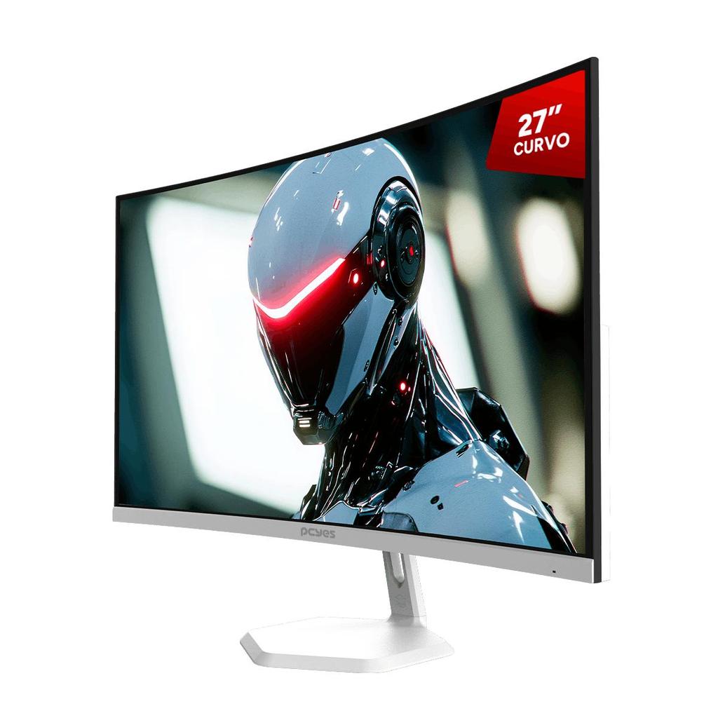 Monitor Gamer Pcyes Quartzo Q27c 27" Curvo Fhd Va 100hz 5ms Hdmi/Vga Freesync White Ghost