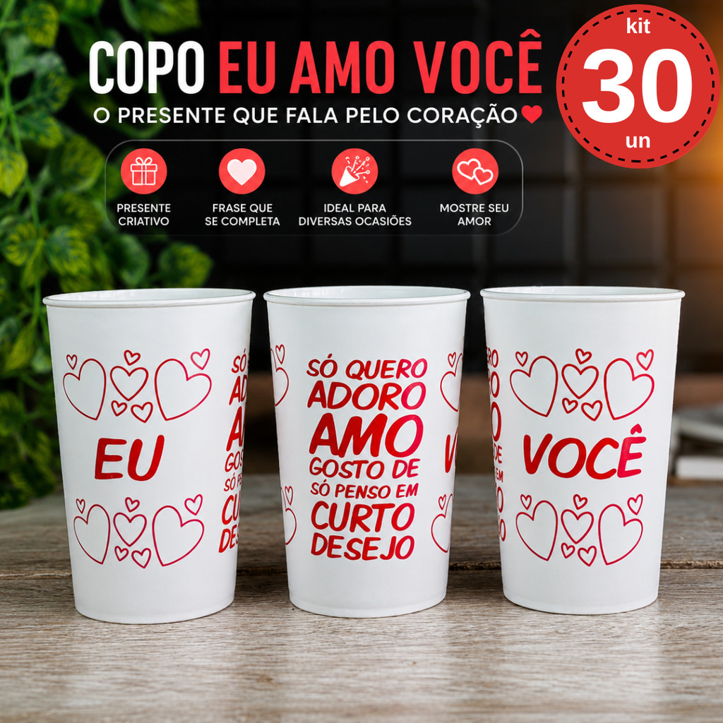 Kit 30 Copos Para Lembrancinha do Dia dos Namorados Presente Personalizado Para Clientes Revenda.