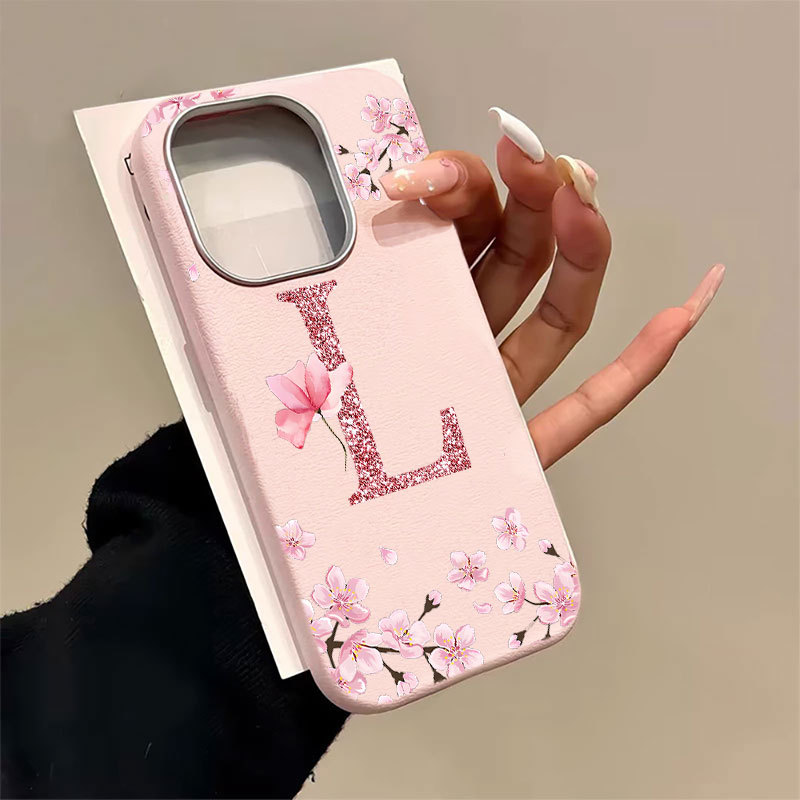 Capinha Para iPhone 11 12 13 14 15 16 Plus 17 Ar Pro Max Simples Letra L Couro Silicone Anti-Impacto Capa GL030