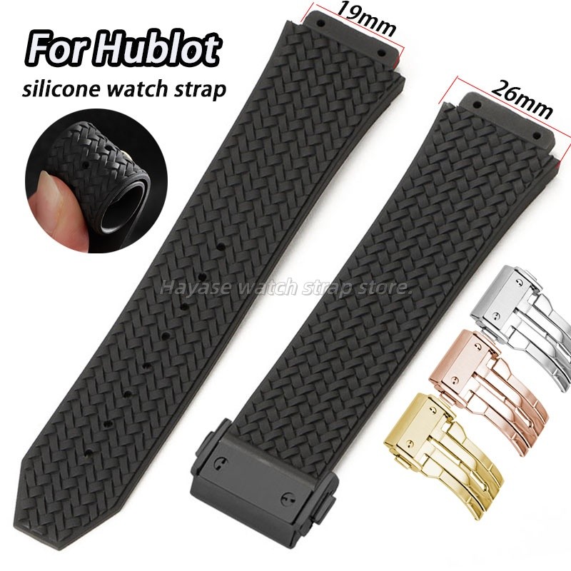 Pulseira De Silicone 19x26mm Para Hublot Bigbang Fivela Dobrável Relógio De Borracha Masculino Feminino Esportiva Com Fe