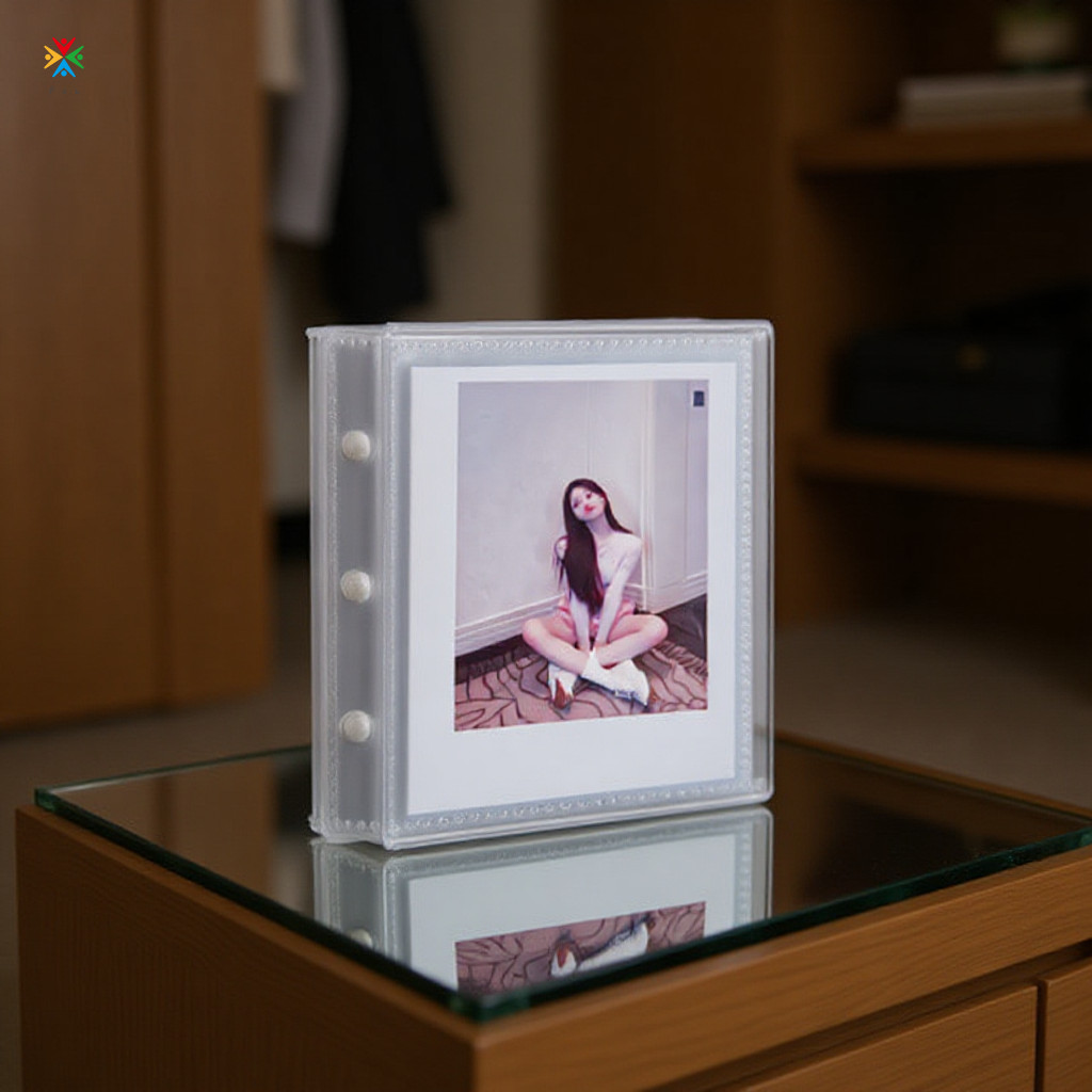 Álbum De Fotos Tecido Chique , De 3 Espaços , Mini Porta-Cartões Com Slot Único Para , Colecionáveis E Instantâneas