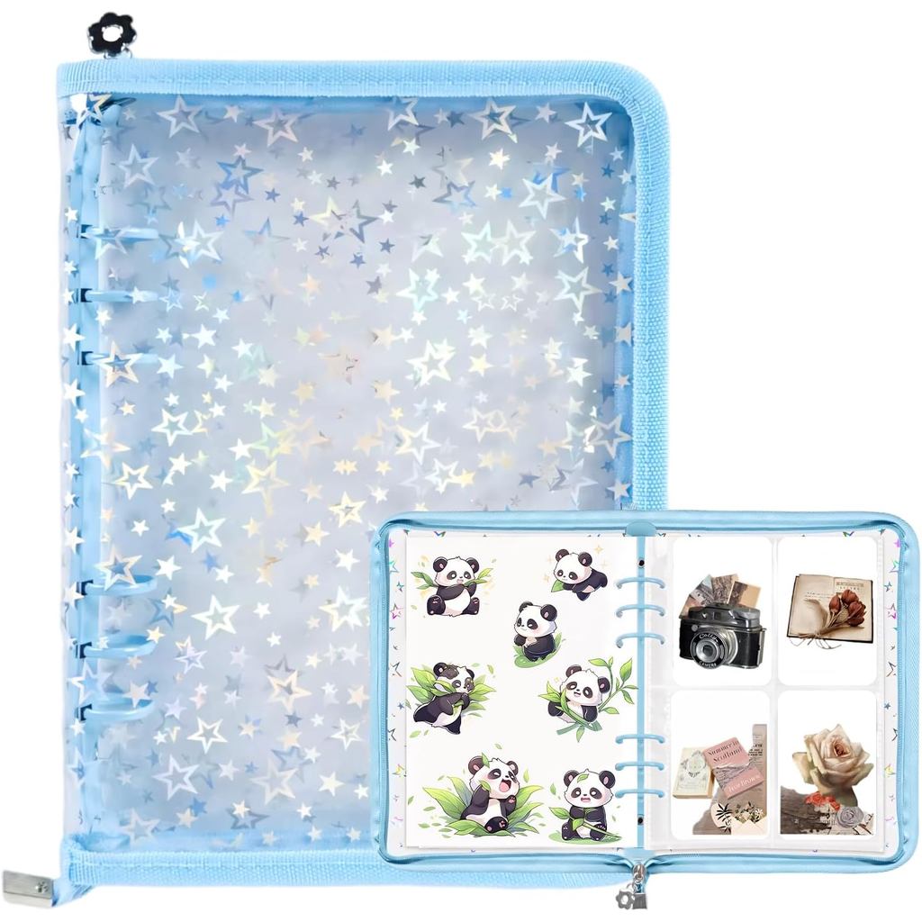 A5 Reusable Sticker Organizer Binder,Clear Storage Album with Blank Release Paper,Sticker Collecting Book for Adults & K