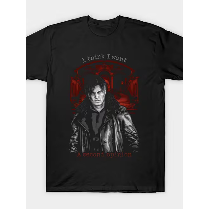 Camiseta Unissex Oversized Plus Size Feminina Masculina Estampa Resident Evil Leon Kennedy Frase "A Second Opinion"