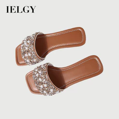 IELGY Chinelos Femininos Casuais De Lantejoulas De Verão Estilo Francês Com Sola Macia