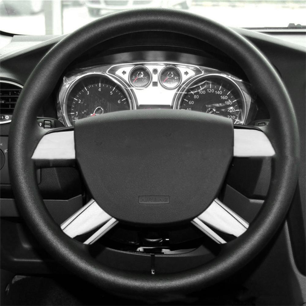 TKEY 4 Pçs/set Painel Do Volante Carro Lantejoulas Capa Guarnição Acessórios De Aço Inoxidável Para Ford Focus 2 Mk2 200